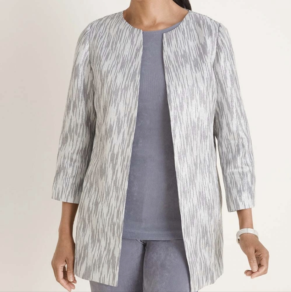 NWT Chico's Traveler Gray Metallic Textured Jacket